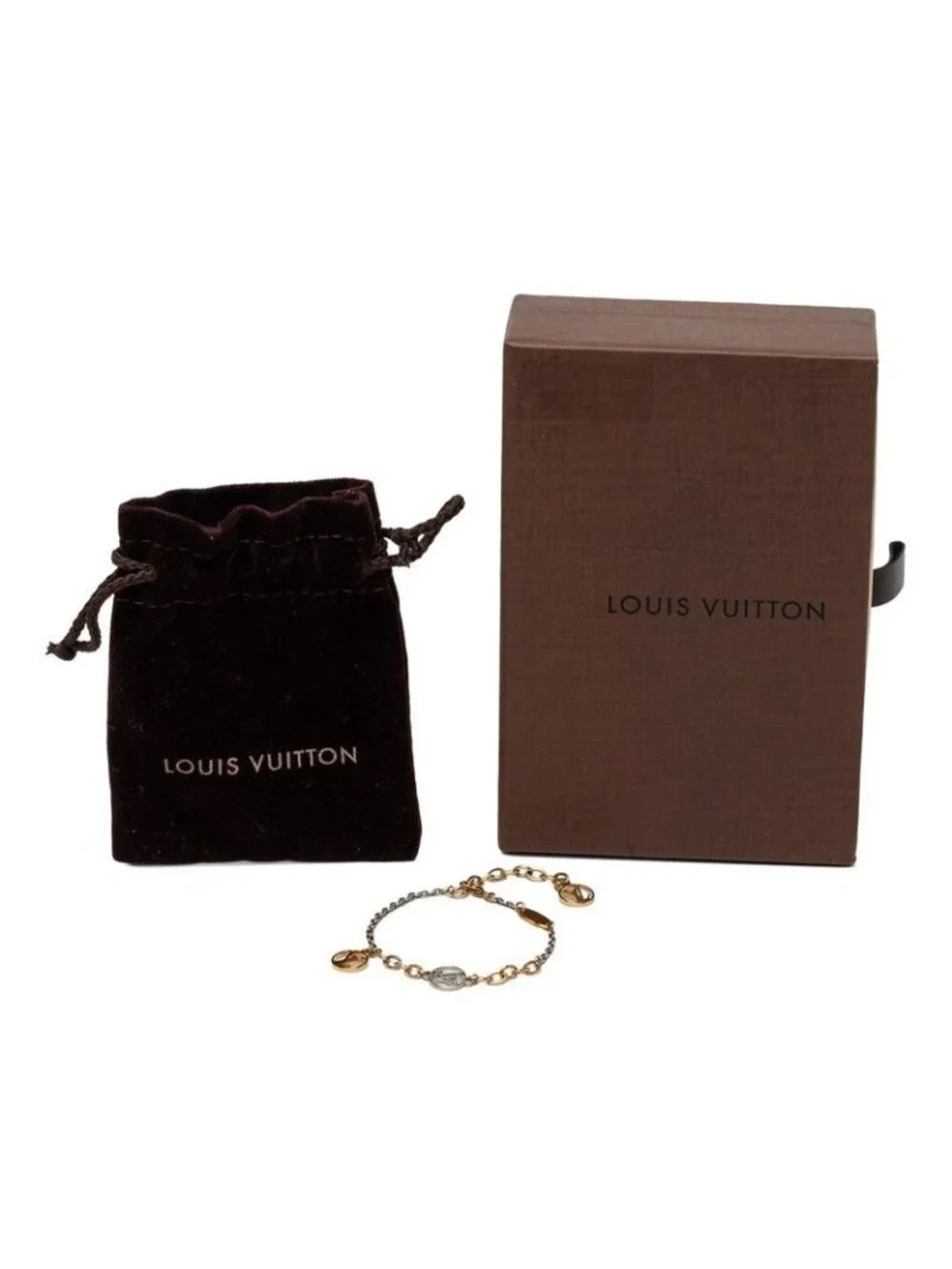 Louis Vuitton Bracelet Logo Mania Chain Gold Silver Plated Metal